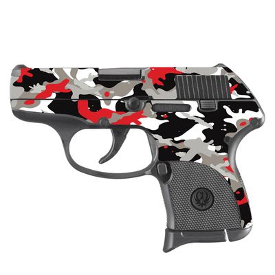 MightySkins Skin Compatible with Ruger LCP 380 - Red Camo | Protective, Durable, and Unique Vinyl Decal wrap Cover | Easy to Apply, Remove, and Change Styles | Made in The USA