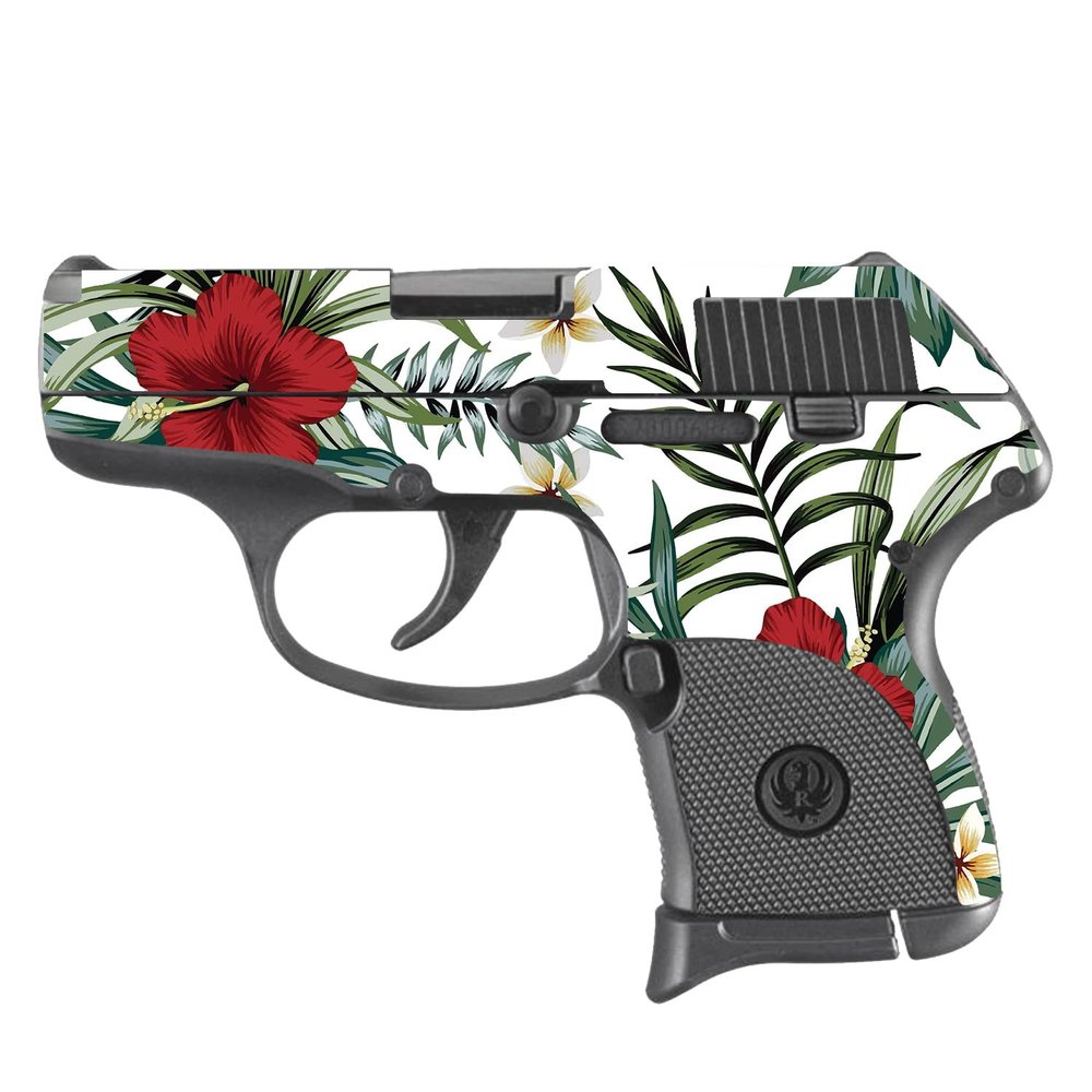MightySkins Skin Compatible with Ruger LCP 380 - Tropical Hibiscus | Protective, Durable, and Unique Vinyl Decal wrap Cover | Easy to Apply and Change Styles | Made in the USA