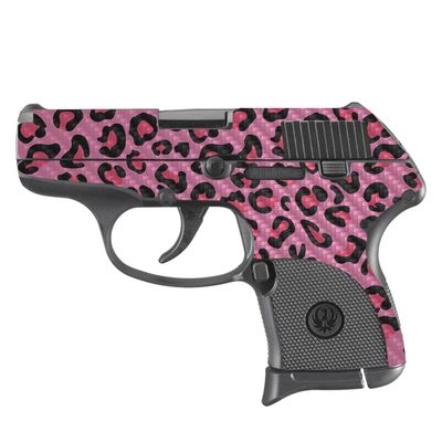 MightySkins Carbon Fiber Skin Compatible with Ruger LCP 380 - Pink Leopard | Protective, Durable, and Unique Vinyl Decal wrap Cover | Easy to Apply, Remove, and Change Styles | Made in The USA