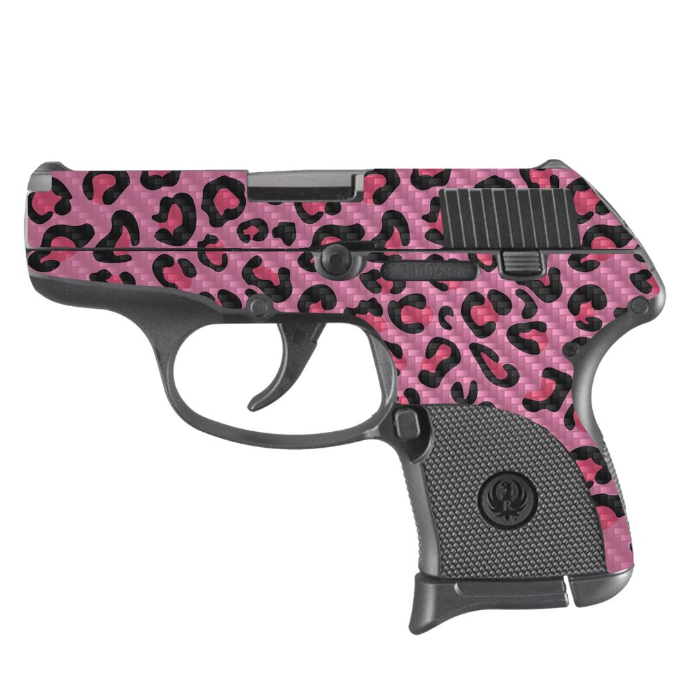 MightySkins Carbon Fiber Skin Compatible with Ruger LCP 380 - Pink Leopard | Protective, Durable, and Unique Vinyl Decal wrap Cover | Easy to Apply, Remove, and Change Styles | Made in The USA