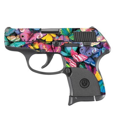 MightySkins Skin Compatible with Ruger LCP 380 - Butterfly Party | Protective, Durable, and Unique Vinyl Decal wrap Cover | Easy to Apply, Remove and Change Style | Made in The USA