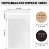 NPLUX 100PACK Self Adhesive Cookie Bags Cellophane Treat Bags Thank You for Gift Giving Candy with Stickers(White Polka Dot,4x6 INCH) view 3