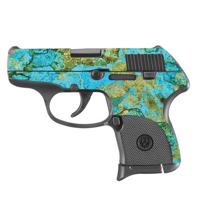 MightySkins Skin Compatible with Ruger LCP 380 - Teal Marble | Protective, Durable, and Unique Vinyl Decal wrap Cover | Easy to Apply, Remove, and Change Styles | Made in The USA
