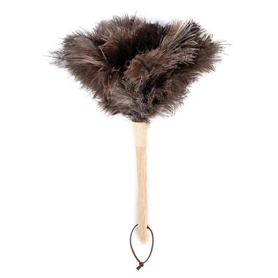 YF-ANEN Dust Artifact Ostrich Feather Duster, Natural Ostrich Feather with Wooden Handle and Eco-Friendly Reusable Duster Cleaning Supplies, Brown