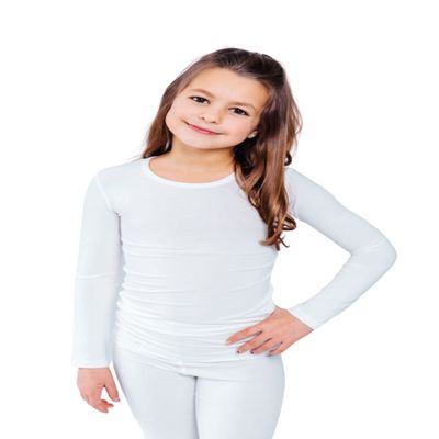 YoRo Naturals Remedywear Long Sleeve Shirt for Eczema, Itchy Skin, Psoriasis - Inflammation Relief with Tencel and Zinc, Long Sleeve Shirt for Kids (White, 8 Years Old)