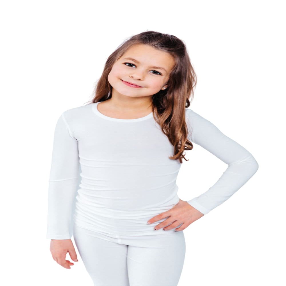 YoRo Naturals Remedywear Long Sleeve Shirt for Eczema, Itchy Skin, Psoriasis - Inflammation Relief with Tencel and Zinc, Long Sleeve Shirt for Kids (White, 8 Years Old)