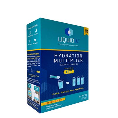 Liquid I.V. Hydration Multiplier, Golden Cherry, Electrolyte Drink Mix Powder Packet, 6 Ct, 96g Net Wt