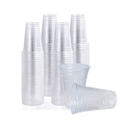 DHG PROFESSIONAL [100 Count] Crystal Clear PET Plastic Cups, Disposable Cups for Iced Coffee, Cold Drinks, Camping, BBQ Party (8oz)