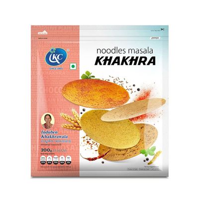 Induben Khakhrawala Premium Tasty and Healthy Indian Gujarati Snacks Khakhra 200gm (7 oz) NOODLES MASALA Pack of 2