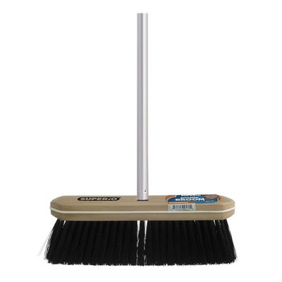 Superio Kitchen Broom Premium Black Tampico Bristles, with Grey Metal Handle, Heavy Duty Household Broom - Easy Swiping Dust and Wisp, Home, Kitchen Bedroom, Lobby, Floors and Corners