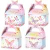 Nezyo 24 Pcs Butterfly Party Favor Treat Boxes, Pink and Purple Butterfly Floral Goodie Gable Candy Box Paper Gift Box for Birthday Party Supplies Baby Shower Wedding view 1