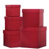 UNIQOOO 5Pcs Red Glitter Xmas Gift Box Set with Lid, Assorted Size, Square Nested Wedding Keepsake Boxes, Holiday Paper Box Tower For Birthday Party, Valentine's Day Gift Wrap Packaging view 1