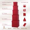 UNIQOOO 5Pcs Red Glitter Xmas Gift Box Set with Lid, Assorted Size, Square Nested Wedding Keepsake Boxes, Holiday Paper Box Tower For Birthday Party, Valentine's Day Gift Wrap Packaging view 4