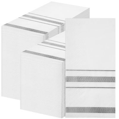 200 Packs Disposable Hand Towels for Bathroom Dinner Napkins Disposable Guest Napkins Disposable Decorative Bathroom Napkins Silver Guest Towels for Dinners Kitchen Parties Weddings Christmas Party