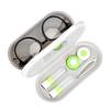 Muf 2 in 1 Double Sided Portable Contact Lens Case and Eyeglasses Case,Dual Use Design with Built-in Mirror, Tweezer and Contact Lens Solution Bottle Included for Travel Kit,Pearl White view 1