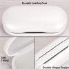 Muf 2 in 1 Double Sided Portable Contact Lens Case and Eyeglasses Case,Dual Use Design with Built-in Mirror, Tweezer and Contact Lens Solution Bottle Included for Travel Kit,Pearl White view 3