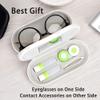 Muf 2 in 1 Double Sided Portable Contact Lens Case and Eyeglasses Case,Dual Use Design with Built-in Mirror, Tweezer and Contact Lens Solution Bottle Included for Travel Kit,Pearl White view 4
