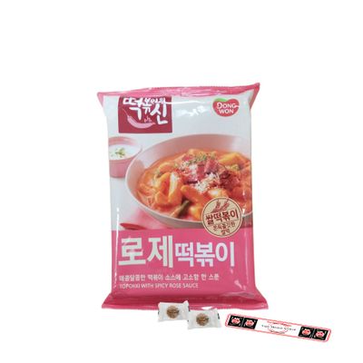 Dongwon God of Topokki (Tteokbokki) Bowl Cheese/Hot & Spicy/Sweet & Spicy/Rose (120g/each) (Rose Pouch Bag, 3)