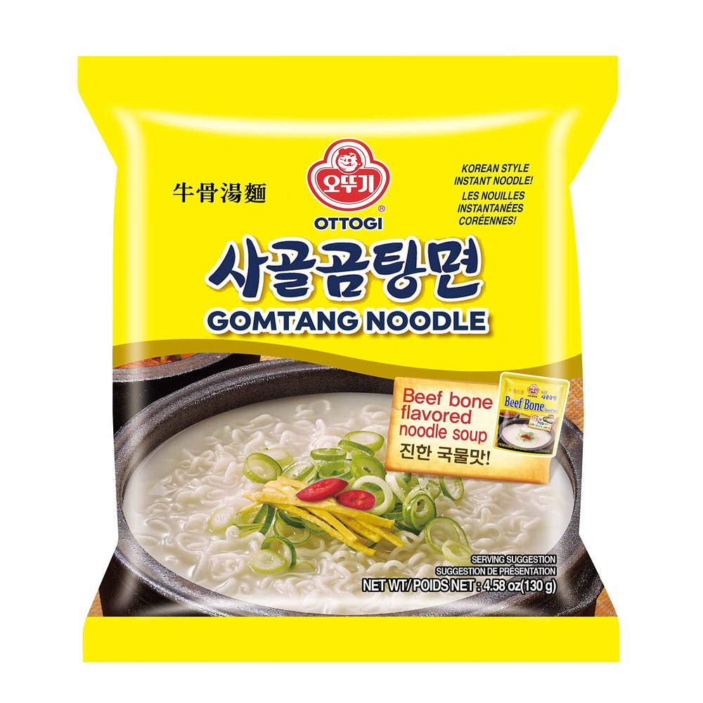 OTTOGI Gomtang Noodle - Korean Bone broth Instant Noodle soup -Gomtang noodles (130g) - 4 Pack