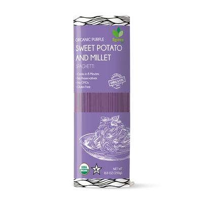 Big Green Organic Food- Organic Purple Yam + Millet Spaghetti, Premium Ube, Gluten-Free, Vegan (6)