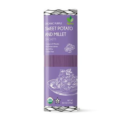 Big Green Organic Food- Organic Purple Yam + Millet Spaghetti, Premium Ube, Gluten-Free, Vegan (1)
