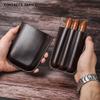 Cigar Case Holder Classic 3-Finger Leather Cigar Case Cigar Humidor Without Steel Cutter view 3