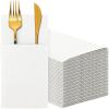 Cindeer 150 Pcs White Linen Dinner Feel Napkins with Built in Flatware Pocket Prefolded Paper Disposable Airlaid Guest Hand Towel for Silverware Wedding Reception Christmas Baby Shower view 1