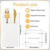 Cindeer 150 Pcs White Linen Dinner Feel Napkins with Built in Flatware Pocket Prefolded Paper Disposable Airlaid Guest Hand Towel for Silverware Wedding Reception Christmas Baby Shower view 2