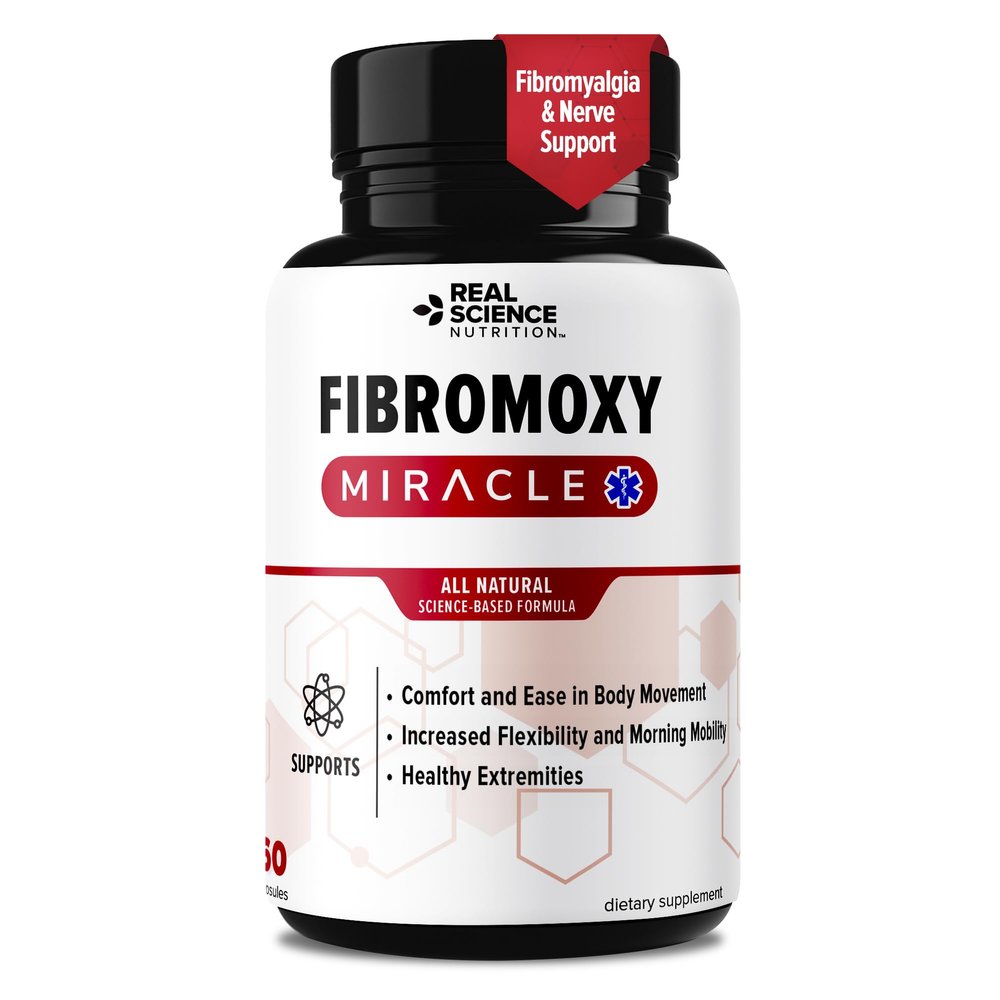 Real Science Fibromoxy Miracle  All Natural Fibromyalgia Relief Supplement for Pain, Stiffness & Fatigue with Vitamins B6, B12, C, D, K + Nitric Oxide Support  Neurological & Circulatory Aid, 60Caps