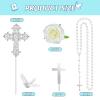 11 Pcs Religious Baptism Cake Toppers Cross Cake Topper Confirmation Decorations Mi Bautizo Cake topper Rosary Dove Flower Decor for Baptism First Christian Weddings Party Cake Decorations view 2