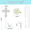 11 Pcs Religious Baptism Cake Toppers Cross Cake Topper Confirmation Decorations Mi Bautizo Cake topper Rosary Dove Flower Decor for Baptism First Christian Weddings Party Cake Decorations view 3