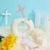 11 Pcs Religious Baptism Cake Toppers Cross Cake Topper Confirmation Decorations Mi Bautizo Cake topper Rosary Dove Flower Decor for Baptism First Christian Weddings Party Cake Decorations view 4