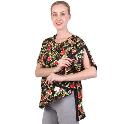 Post Shoulder Surgery Shirt - Rehab Clothes Short Sleeve Post Mastectomy Shirts with Drain Management Pockets (AA11-M)