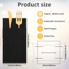 Cindeer 150 Pcs Black Linen Dinner Feel Napkins with Built in Flatware Pocket Prefolded Paper Disposable Airlaid Guest Hand Towel for Silverware Wedding Reception Christmas Baby Shower view 2
