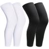 2Pairs Leg Sleeves,Full Leg Compression Sleeve,Compression Long Knee Sleeve,Sports Compression UV Long Leg Sleeves with Anti-slip Silicone Strips for Men Women Running Basketball(White&Black X-Large) view 1