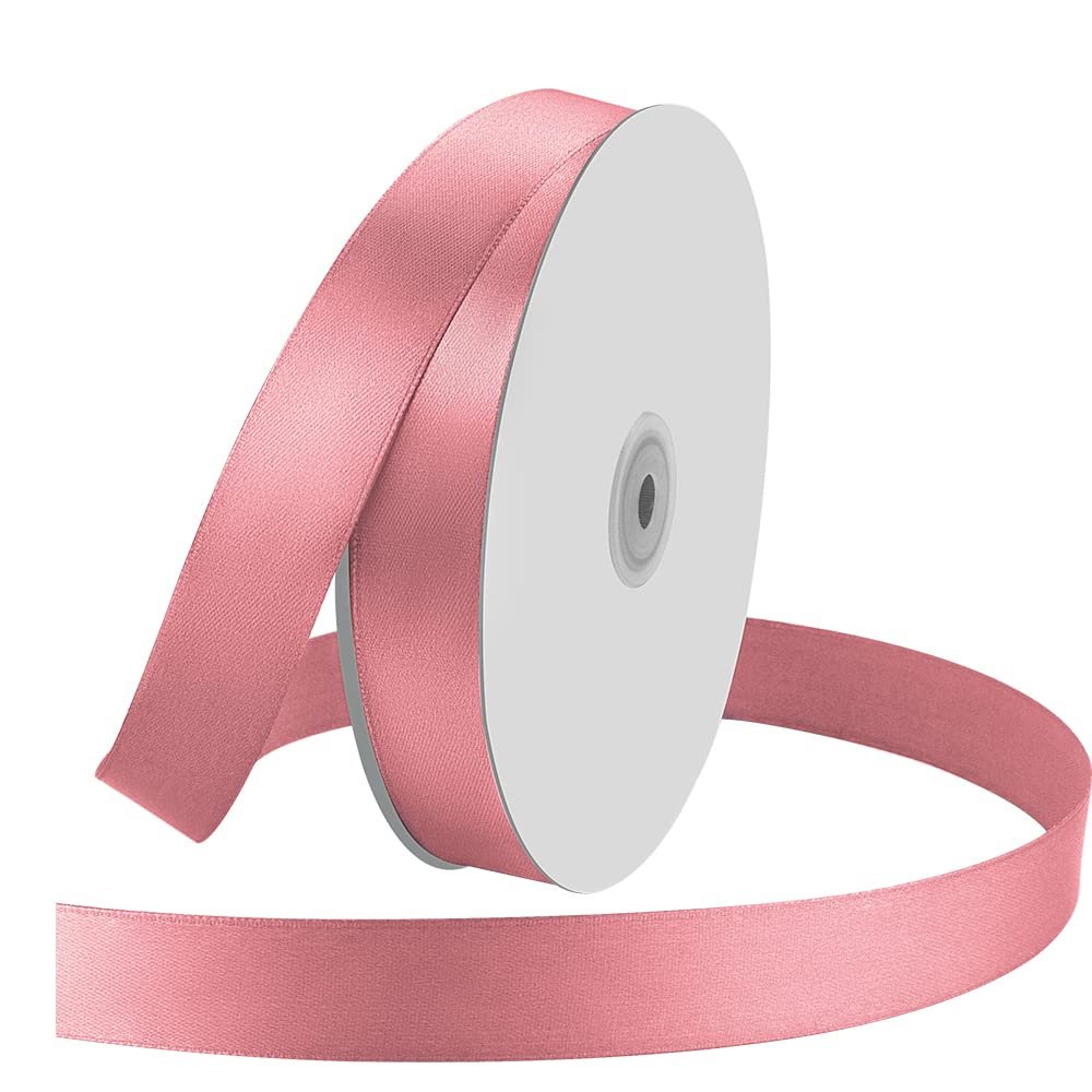 1" Wide x 100 Yards Single Face Polyester Satin Ribbon, Satin Ribbon for Crafts, Gift, Hair Bows, Wedding Party Decoration, Bow Making & Other Projects (Pink)
