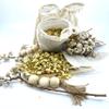 100% Naturally Dried Jasmine Flowers, Jute & Wooden Beaded Drawstring Sack, 1/2 oz view 2