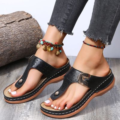 WALLDOR Massage Slippers Shoes for Men Women,Feet Sole Point Massage Slippers,Plus Size Beach Slippers, Summer Fashion Wedge Sandals,Black,38