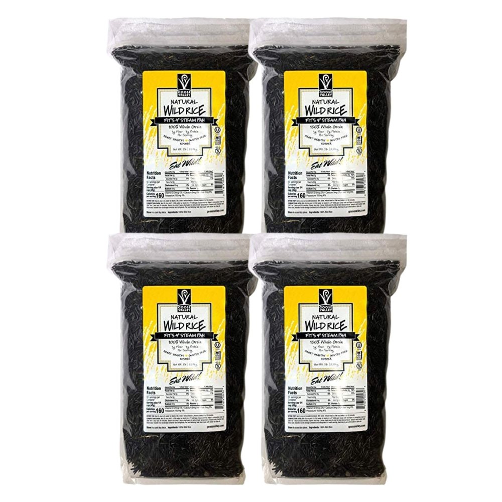 Goose Valley Natural Wild Rice - Family Reserve 5 lbs - Variety of Jumbo High Fiber and High Protein Whole Grain Rice for Healthy Heart Pack of 4