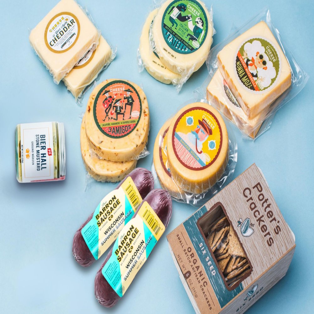 Cheese Bros. World's Cheesiest Dad Father's Day Deluxe Gift Box | Wisconsin | Includes Italian Fratello, Gouda, Aged Cheddar, Classic Mustard, Artisan Salami and Crackers | Great Food Gifting Idea!