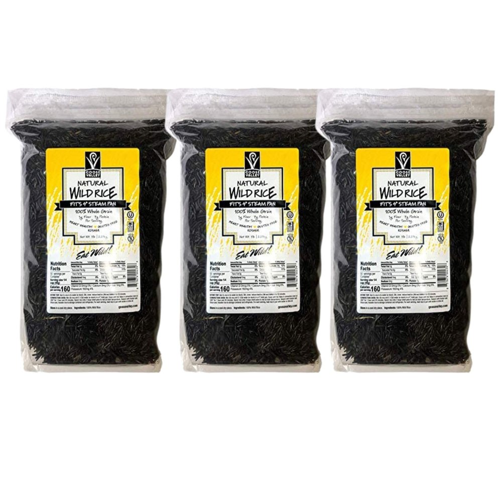 Goose Valley Natural Wild Rice - Family Reserve 5 lbs - Variety of Jumbo High Fiber and High Protein Whole Grain Rice for Healthy Heart Pack of 3