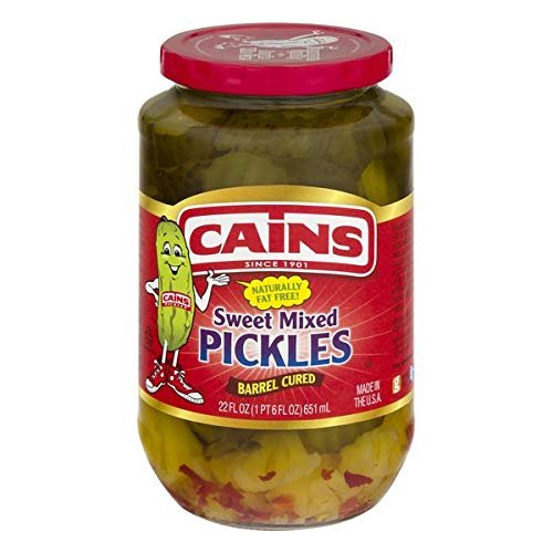 4 set of 22 Fl Oz Jar Cains Sweet Mixed Pickles