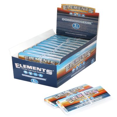 1 Box Elements Connoisseur Size 1 1/4 Ultra Thin Rolling Papers+Tips