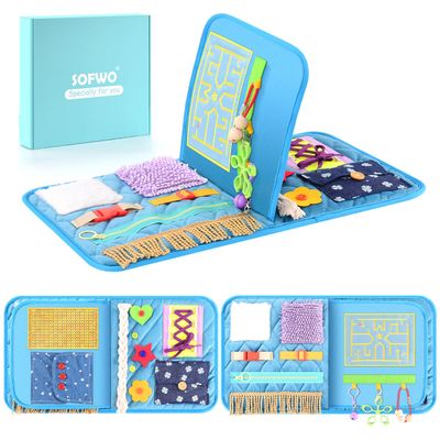 SOFWO Fidget Blanket for Adults with Dementia,Alzheimers Dementia Activities Products for Elderly and Seniors,Gift and Game for Alzheimers or Dementia Busy Blanket.(11.4 x 20.3 in)