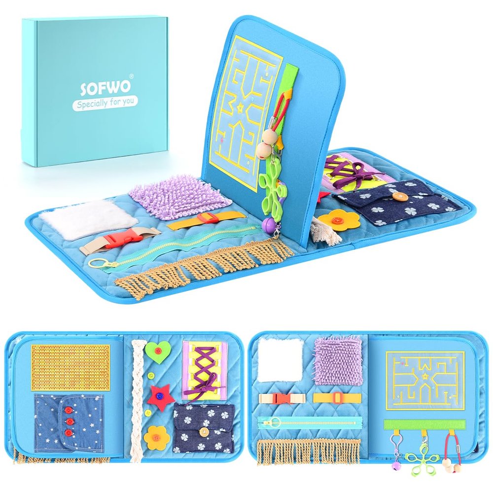 SOFWO Fidget Blanket for Adults with Dementia,Alzheimers Dementia Activities Products for Elderly and Seniors,Gift and Game for Alzheimers or Dementia Busy Blanket.(11.4 x 20.3 in)
