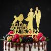 Bride And Groom Silhouette Rustic Wedding Cake Toppers with Dog Gold Acrylic Custom Cake Topper with French Bulldog And Shih Tzu Dog Engagement Cake Toppers Decorations Bridal Shower Cake Topper view 1