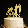 Bride And Groom Silhouette Rustic Wedding Cake Toppers with Dog Gold Acrylic Custom Cake Topper with French Bulldog And Shih Tzu Dog Engagement Cake Toppers Decorations Bridal Shower Cake Topper view 3