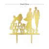 Bride And Groom Silhouette Rustic Wedding Cake Toppers with Dog Gold Acrylic Custom Cake Topper with French Bulldog And Shih Tzu Dog Engagement Cake Toppers Decorations Bridal Shower Cake Topper view 4