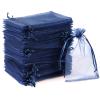 100PCS Organza Gift Bags, 4x6" Wedding Favors Gift Drawstring Bags, Navy Mesh Bags for Christmas, Thanksgiving, Valentines Day Display Drawstring Pouches, Bathroom Soaps, Makeup Organza Favor Bags view 1
