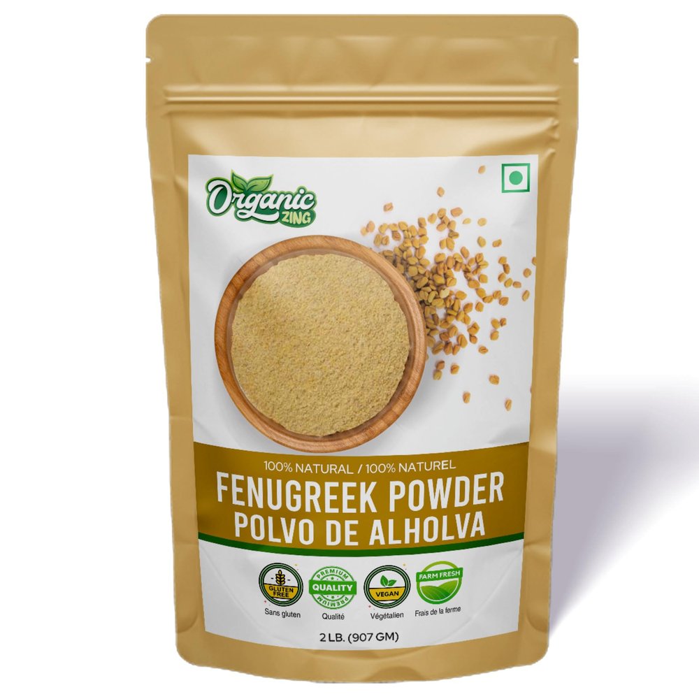 Organic Zing Fenugreek Powder Also Known As Methi Seed Powder, Trigonella Foenum-Graecum | Vegan | Preservative Free | Product of India - 907g Resealable Pack